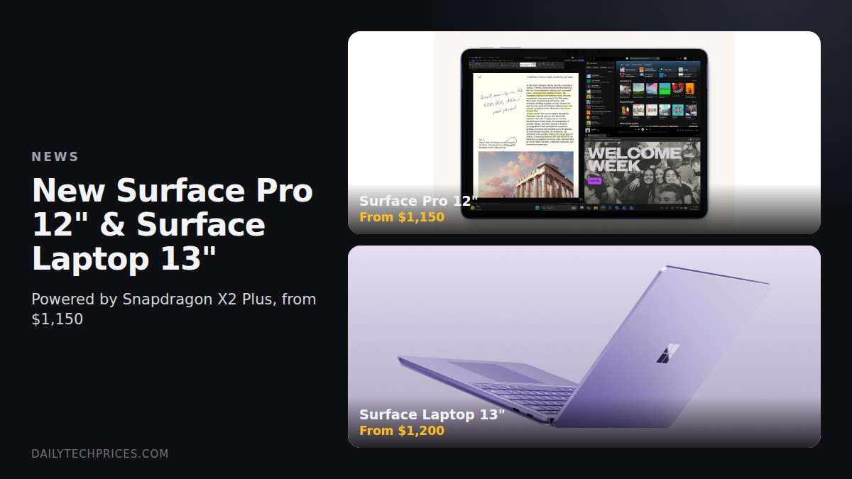 Microsoft Unveils Surface Pro 12-inch and Surface Laptop 13-inch With Snapdragon X2 Plus