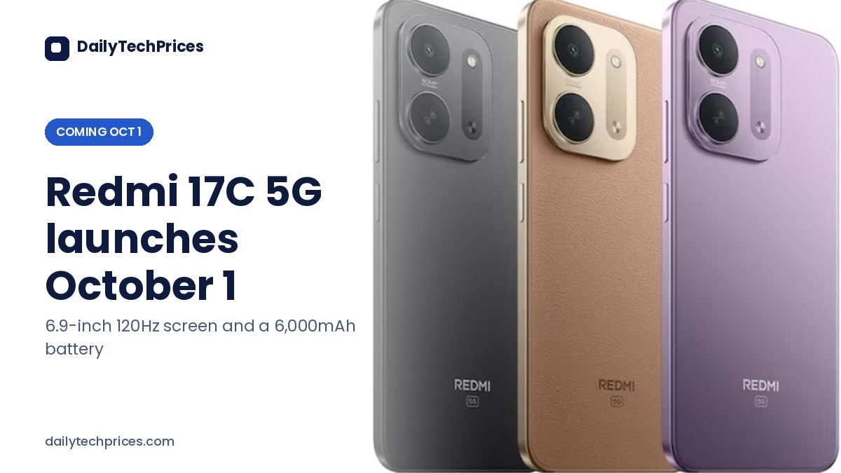 Redmi 17C 5G launches in India on October 1 with a 6,000mAh battery