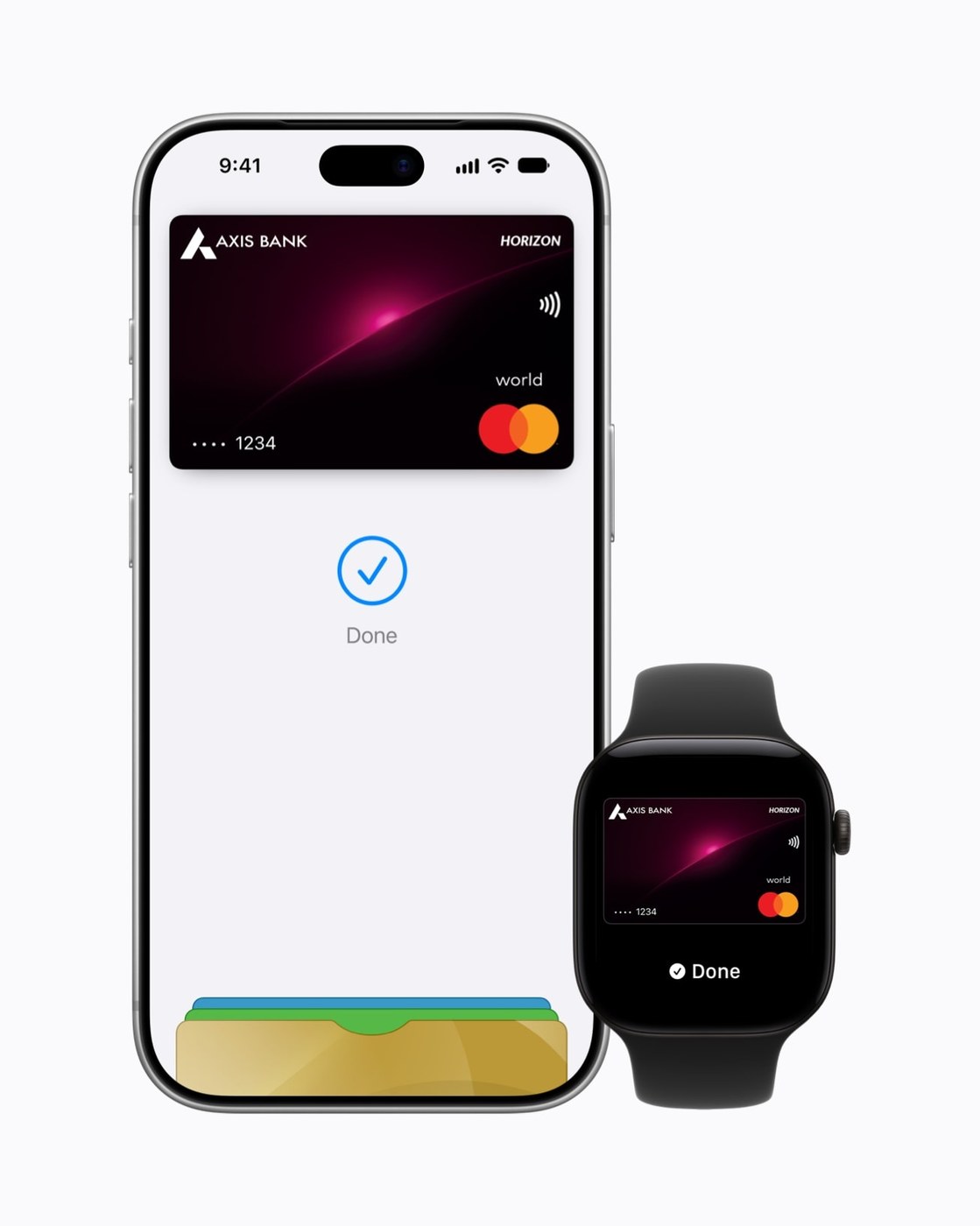 Apple Pay on iPhone and Apple Watch with an Axis Bank card (Image: Apple)